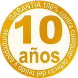 Sello de garantía de 10 años sobre tejido y soldaduras