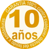 Sello de garantía de 10 años sobre tejido y soldaduras